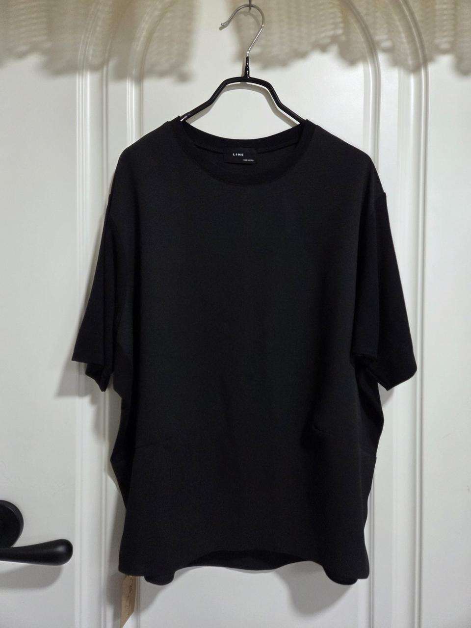 새상품) 라임 블랙쉬폰 배색티셔츠(프리사이즈)