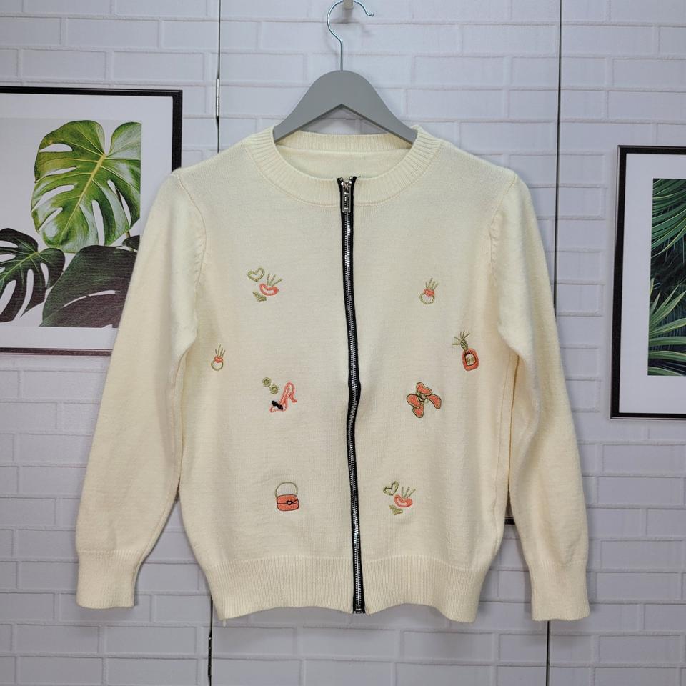 on&on 온앤온 니트 집업 자수 집업 가디건 55 사이즈