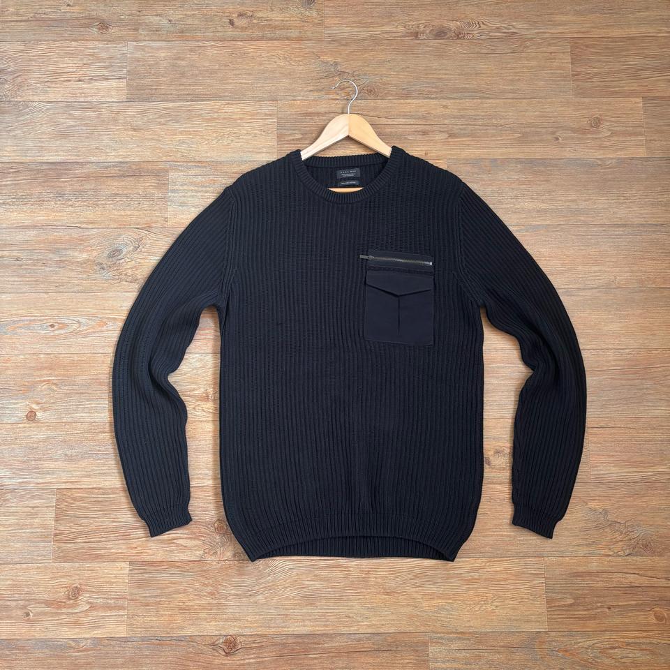 자라 ZARA 블랙 니트 XL 빅사이즈 포켓 골지