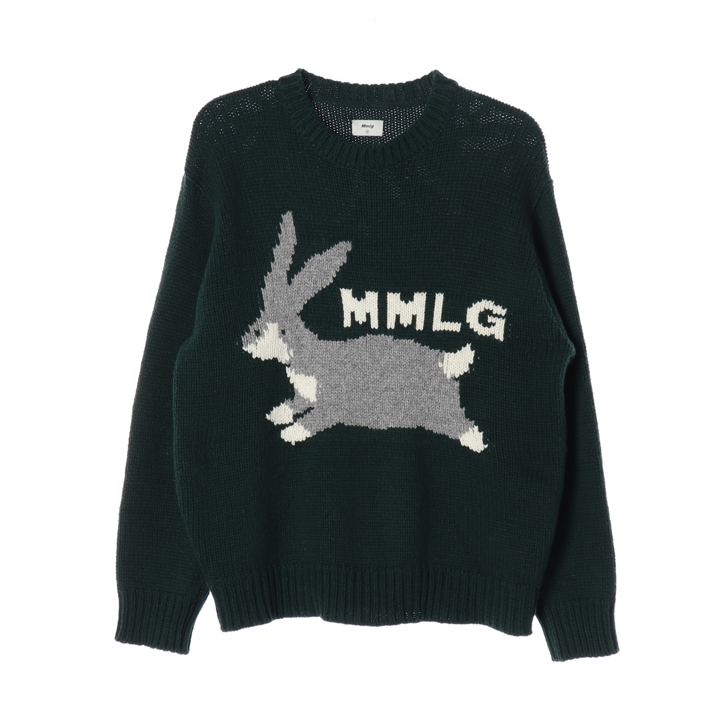 [M]mmlg엠엠엘지 딥그린 토끼 라운드 울 니트 스웨터