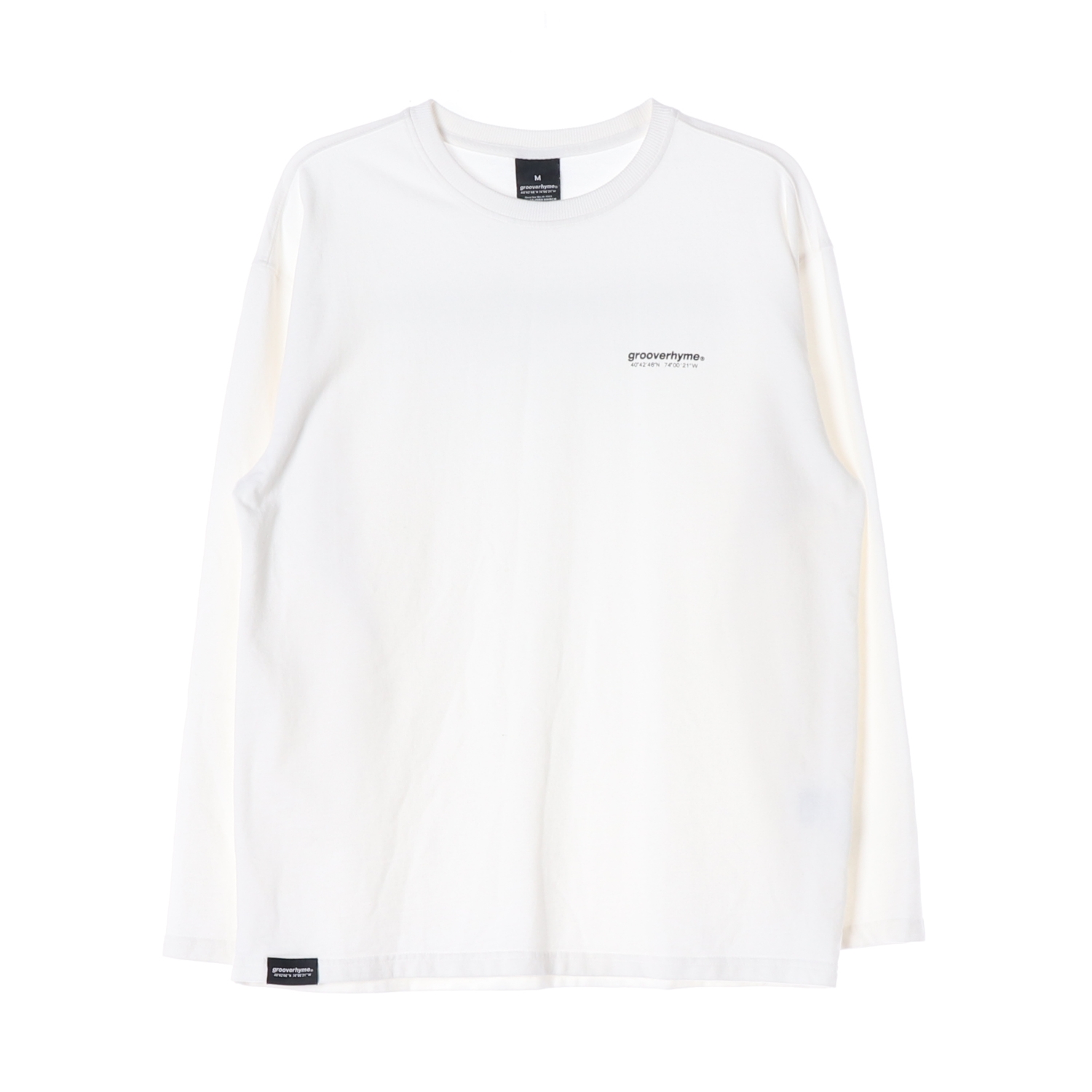 [M]그루브라임 화이트 로고 프린팅 베이직 긴팔 티셔츠