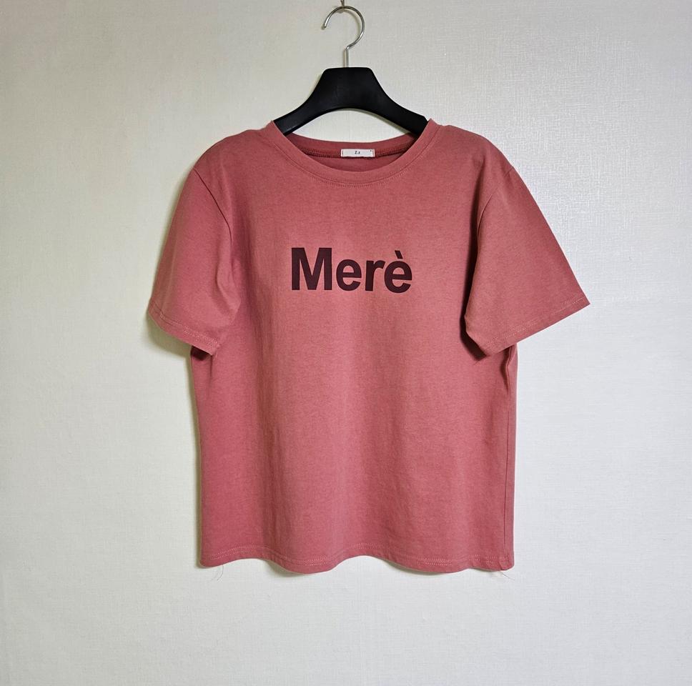 55~66 | 핑크 Merè 프린트 레터링 반팔 티셔츠