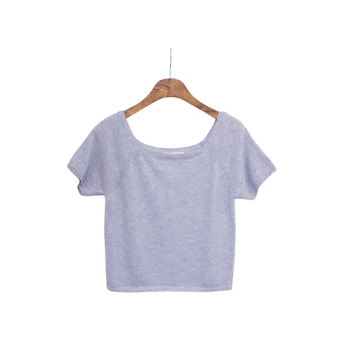 스퀘어넥 보카시 퍼플 반팔 니트