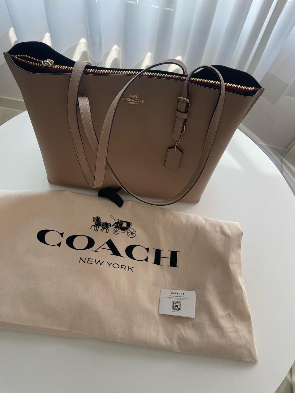 새거) 코치 소가죽 베이지 숄더백 쇼퍼백 노트북가방