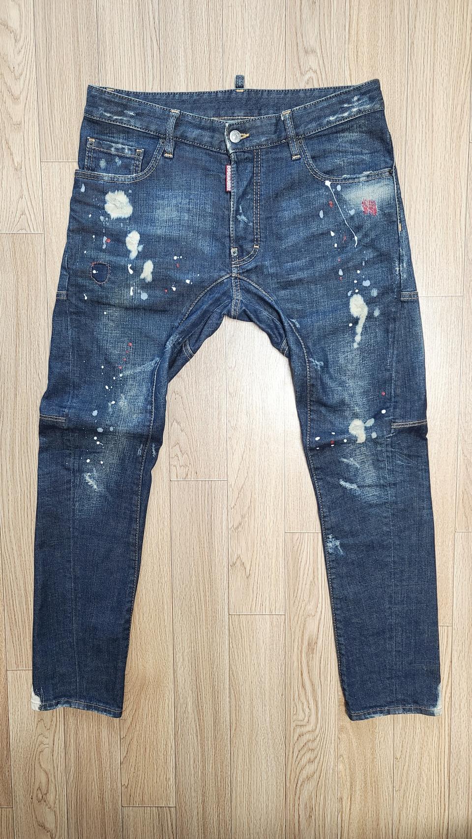 정품 디스퀘어드 페인팅 바이커진 청바지 48