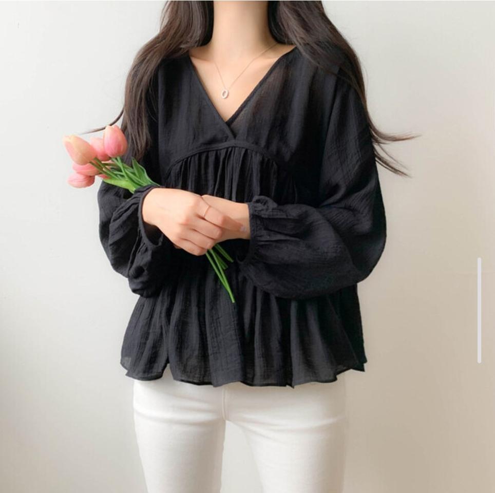 브이넥 블랙 블라우스 새상품 15000원!