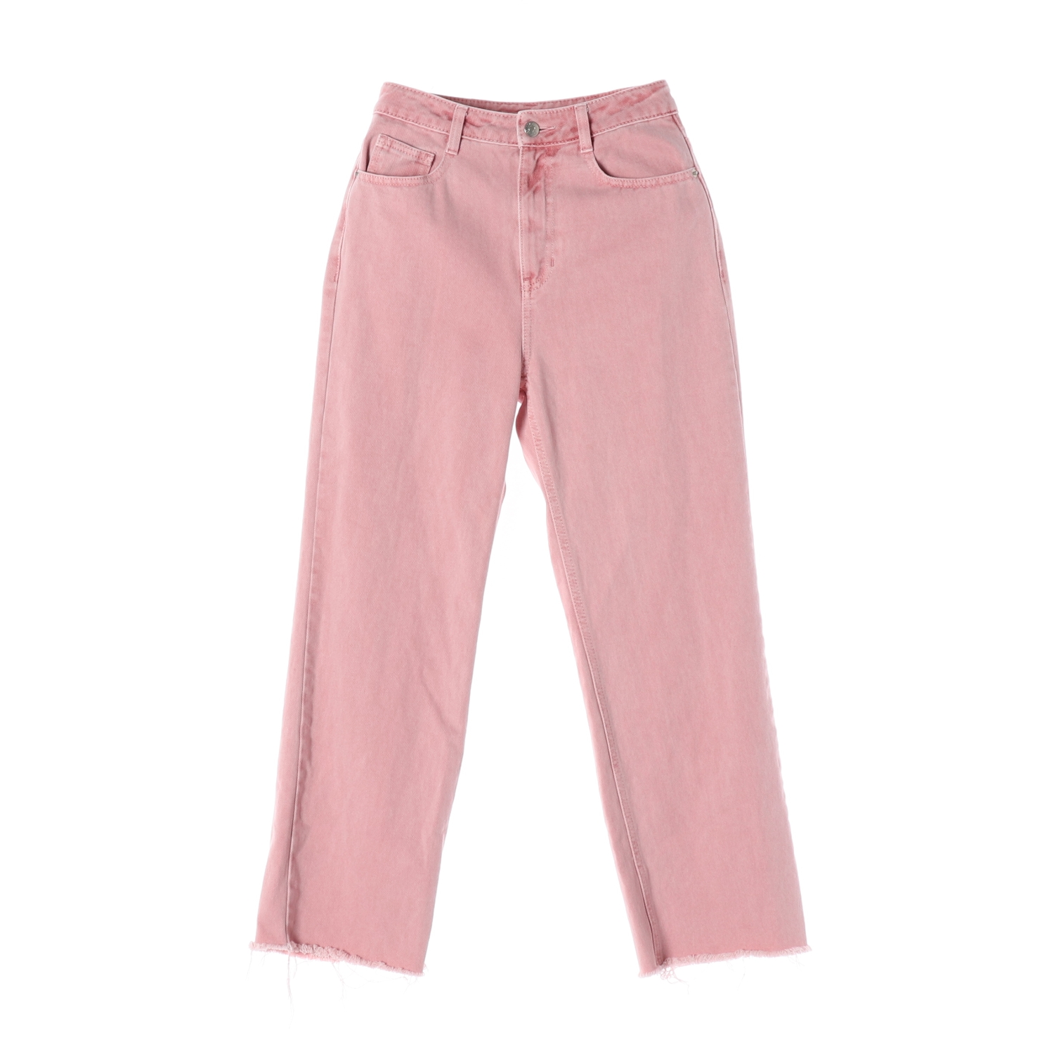 [S]지컷 핑크 스트레이트 컷아웃 데님 진 청바지