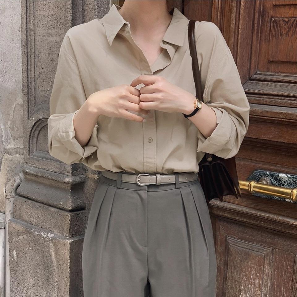 슬로우앤드 어텀 더블스티치 워싱셔츠 자체제작 매트베이지 새상품