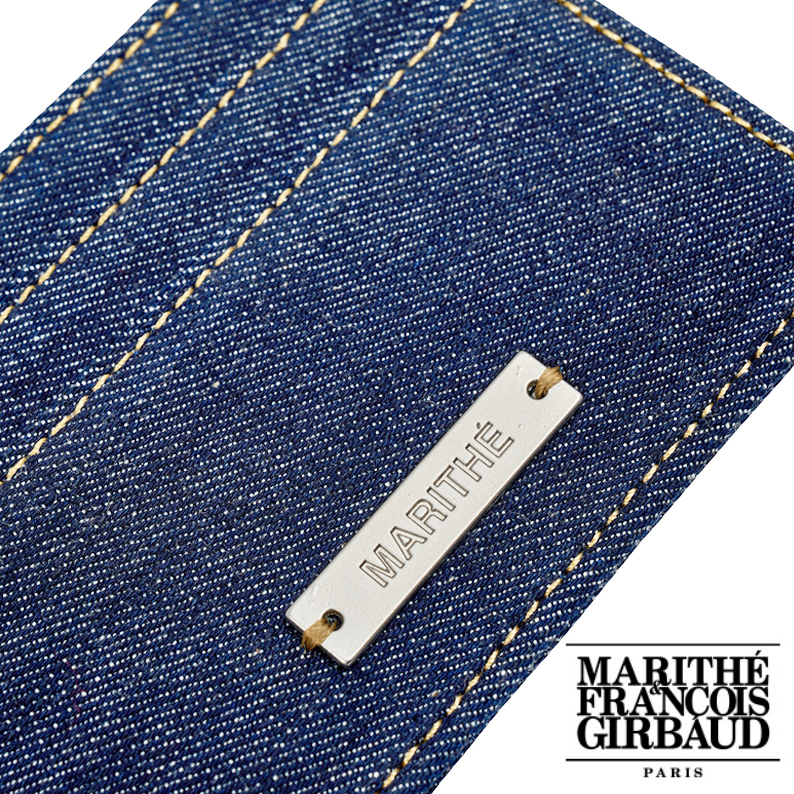 [정품] 마리떼 프랑소와저버 메탈로고 플레이트 데님 카드지갑