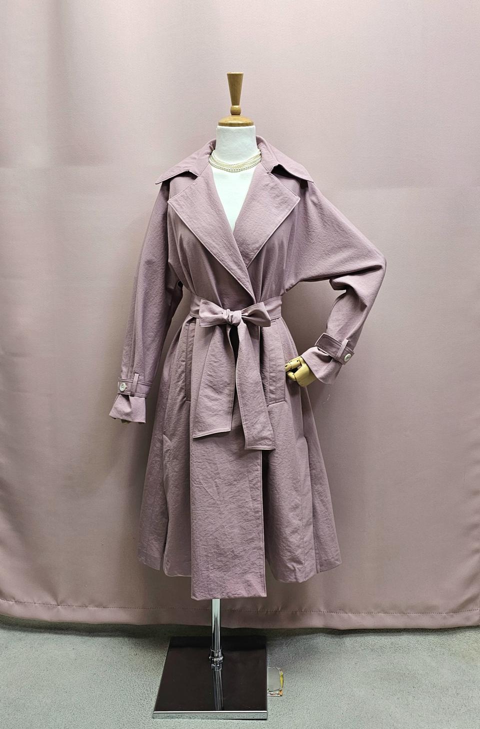 JJ지고트 핑크 트렌치코트 제천끈 세트