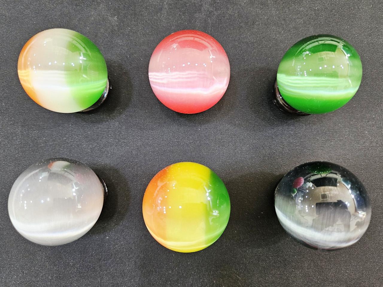 [일괄 6개] 캐츠아이 Cat's Eyes 3색 구슬 보석 광물 희귀