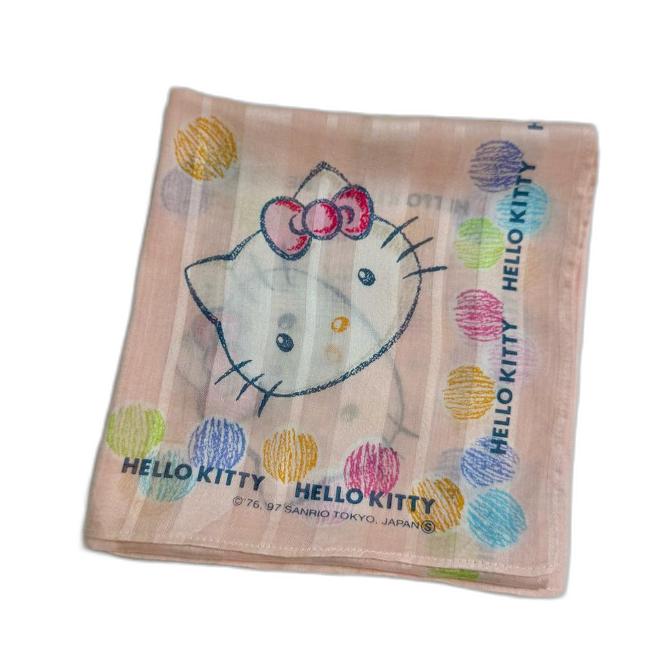 헬로키티 손수건 핑크색 도트 쁘띠스카프