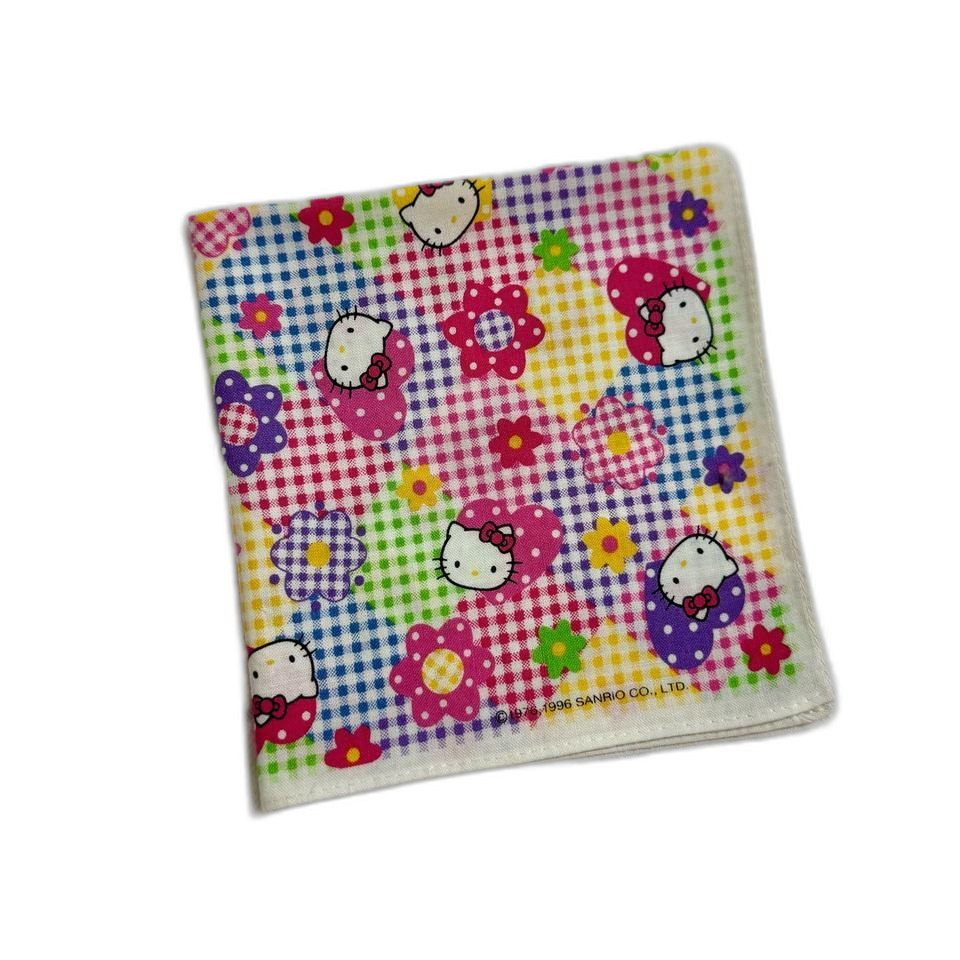 헬로키티 체크 꽃무늬 손수건