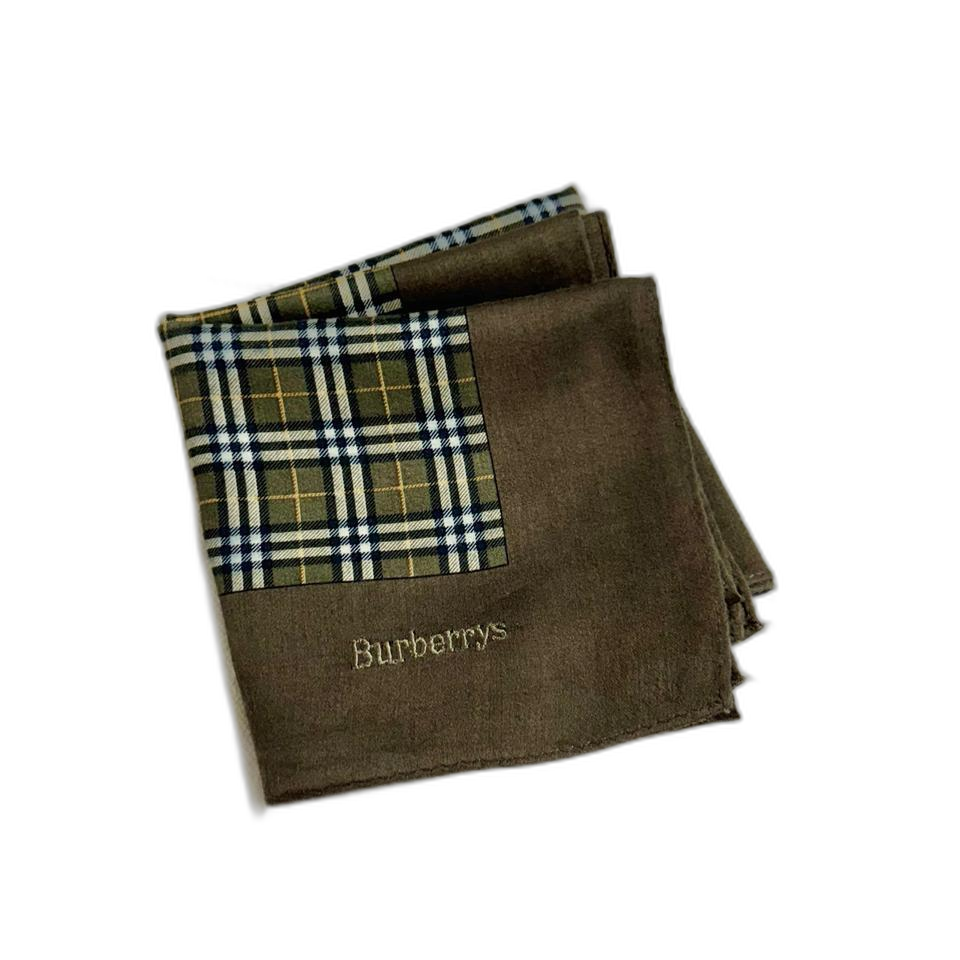 버버리 체크 카키브라운 손수건