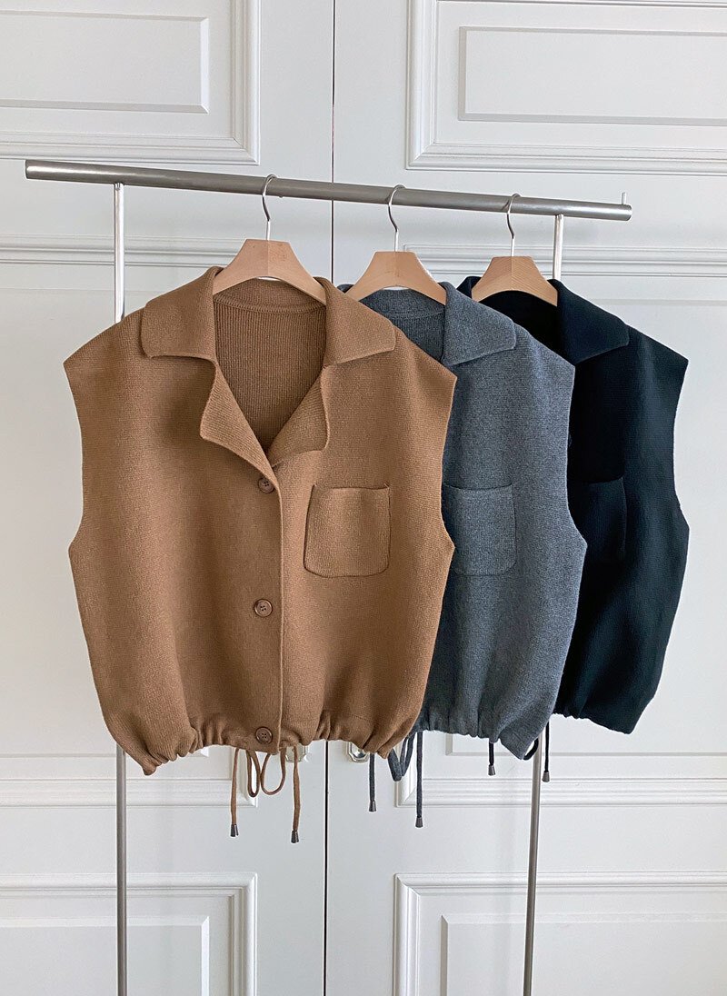 새상품)카라 니트 조끼