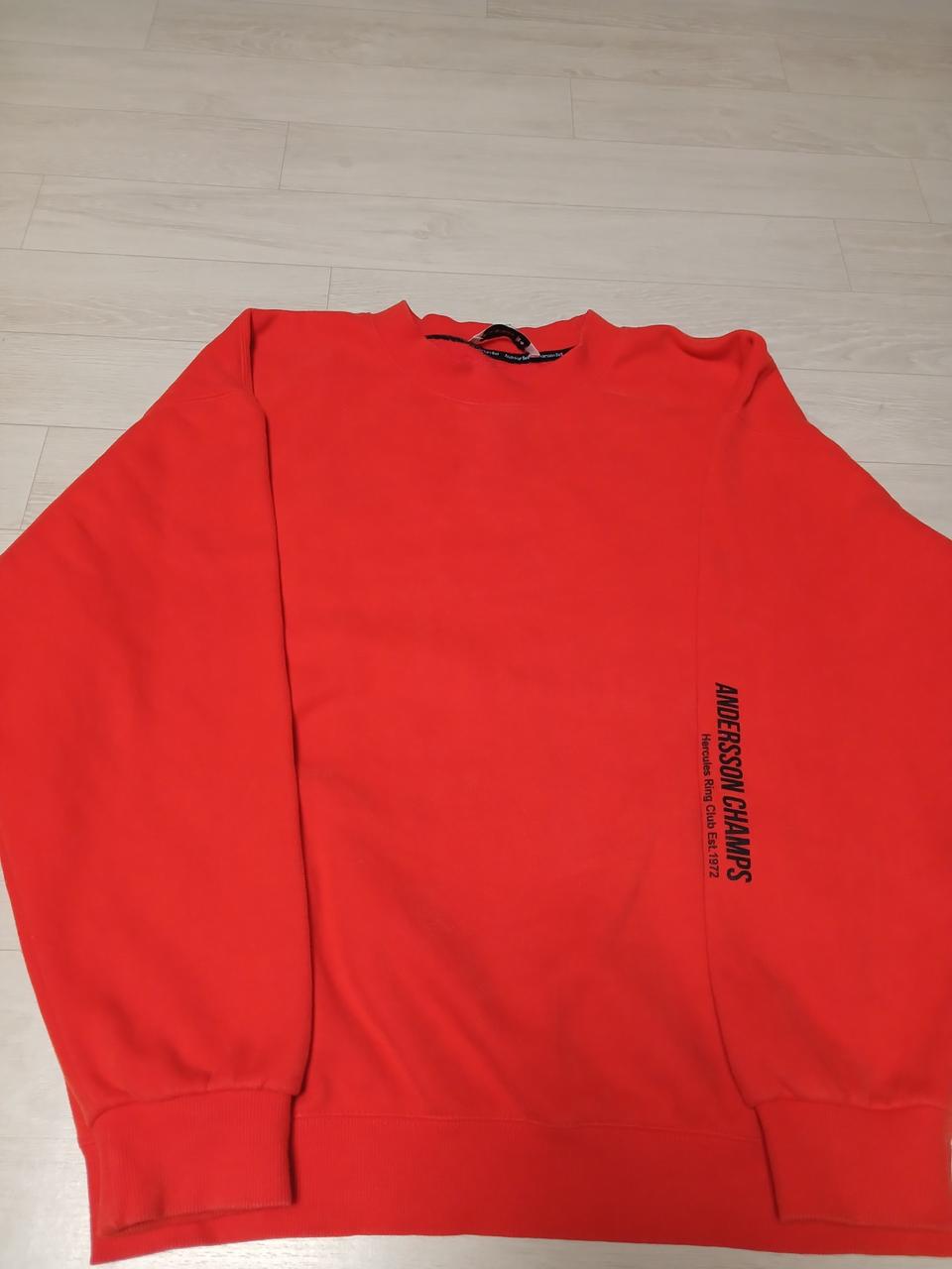 앤더슨벨 복싱 프린팅 오렌지색 기모 맨투맨