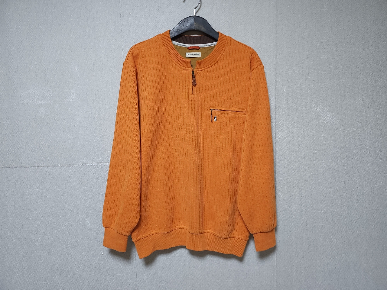 허시파피 골지면 반집업 니트티 남성 M 루즈핏