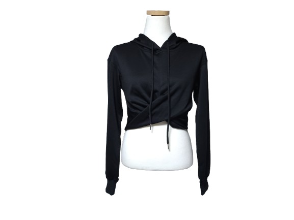 샵사이다 트위스트 프론트 긴팔후드 크롭탑 S 새상품