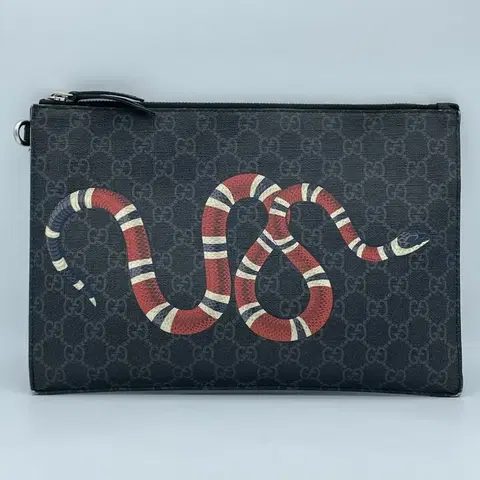 [ 정품 ] 구찌 스네이크 GG 수프림 클러치백 블랙