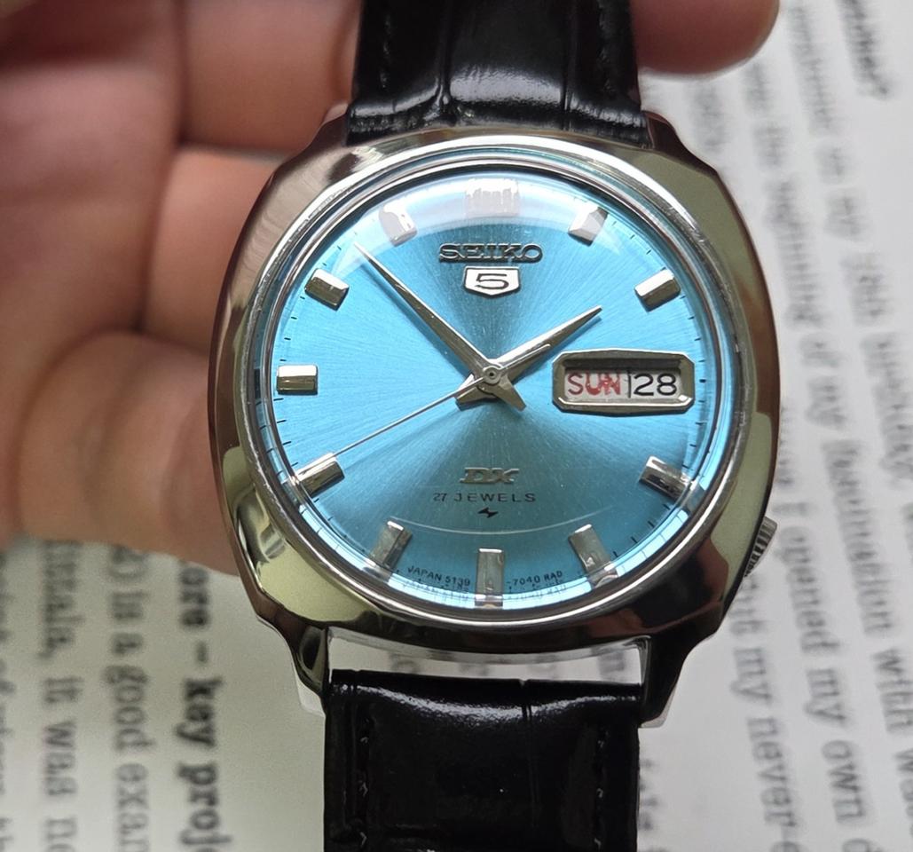 빈티지 세이코 DX 스카이블루 칼침핸즈  데이데이트 5139 오토매틱