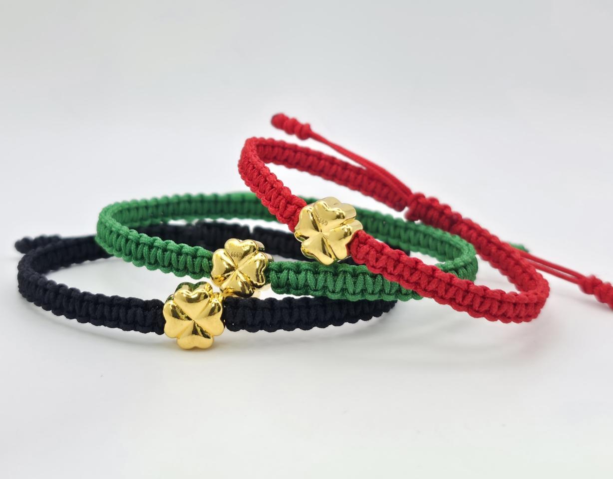 24k 행운의 네잎 크로버 매듭 팔찌