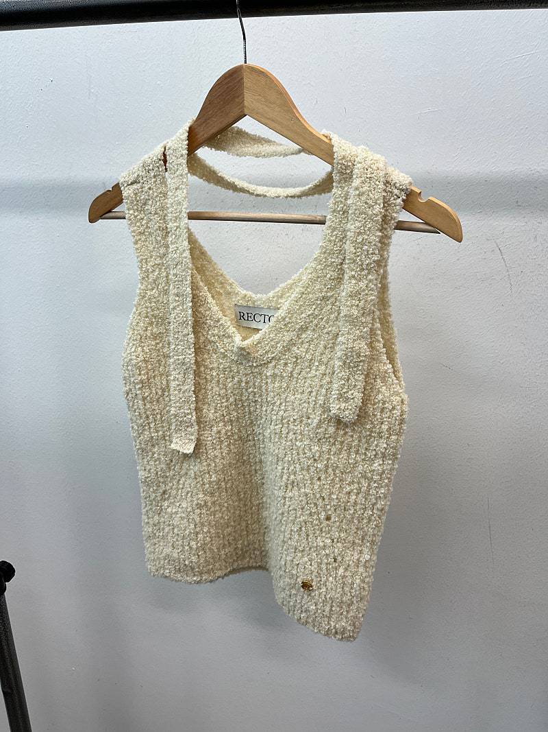 여) 렉토 부클 보우 니트탑