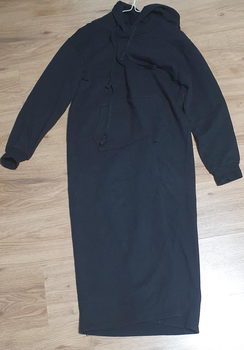 보세 검정 후드 롱 원피스