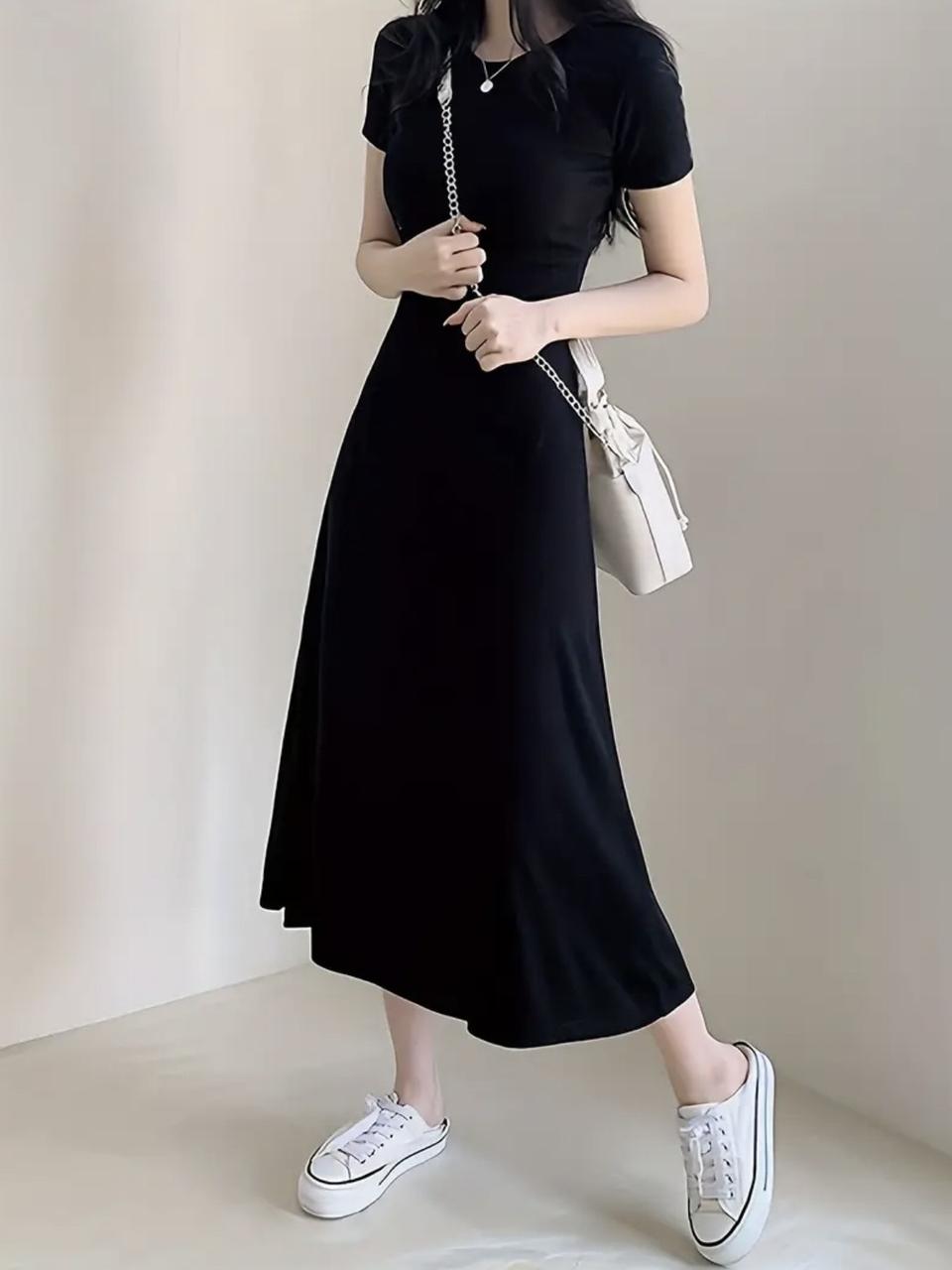 (새상품)슬림핏 스판 반팔 롱 원피스