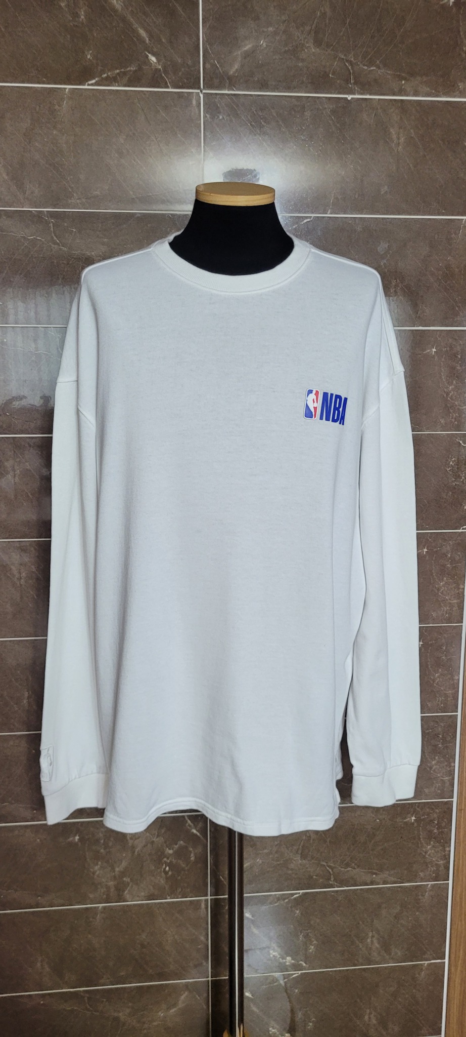 남성2xl-3xl사이즈)NBA 흰색 긴팔 티셔츠(춘추용)