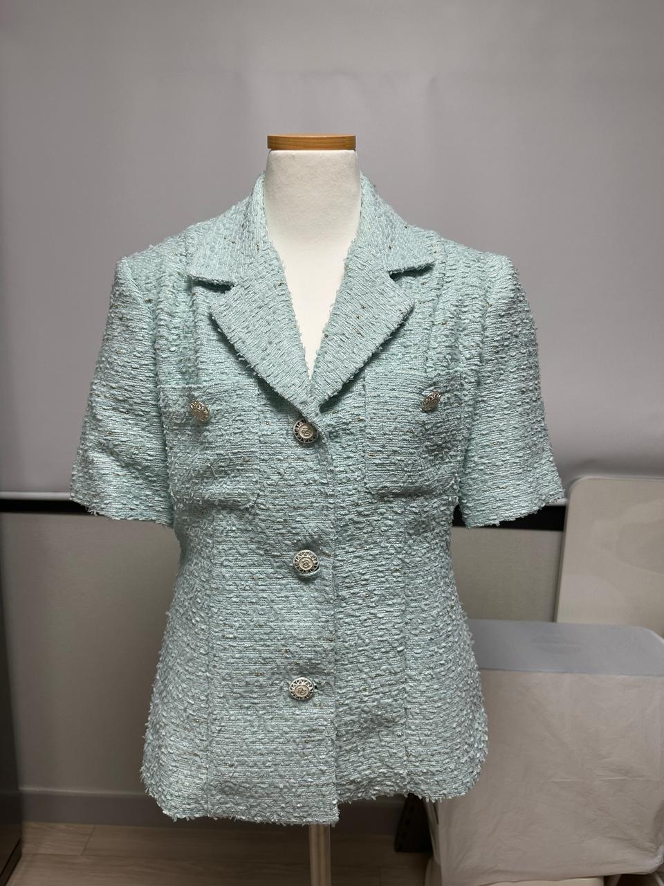 르꼬르망 민트 트위드 반팔 자켓 55