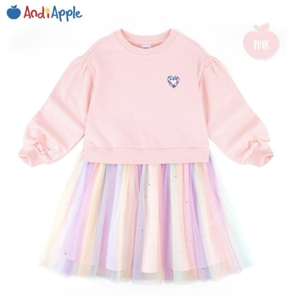 새상품 120 앤디애플 무지개 원피스 핑크