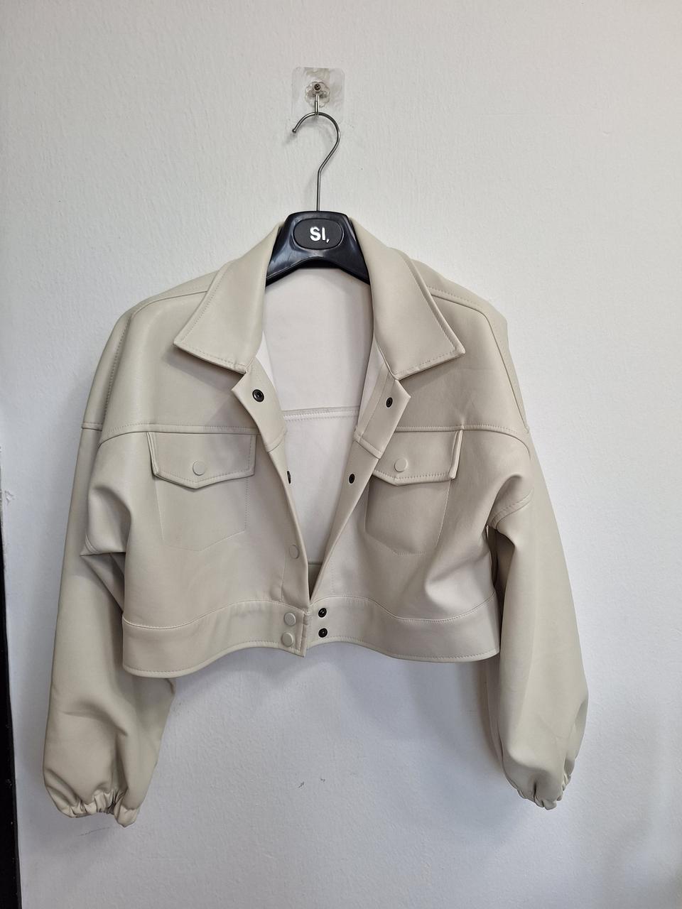 크롭 레더 자켓