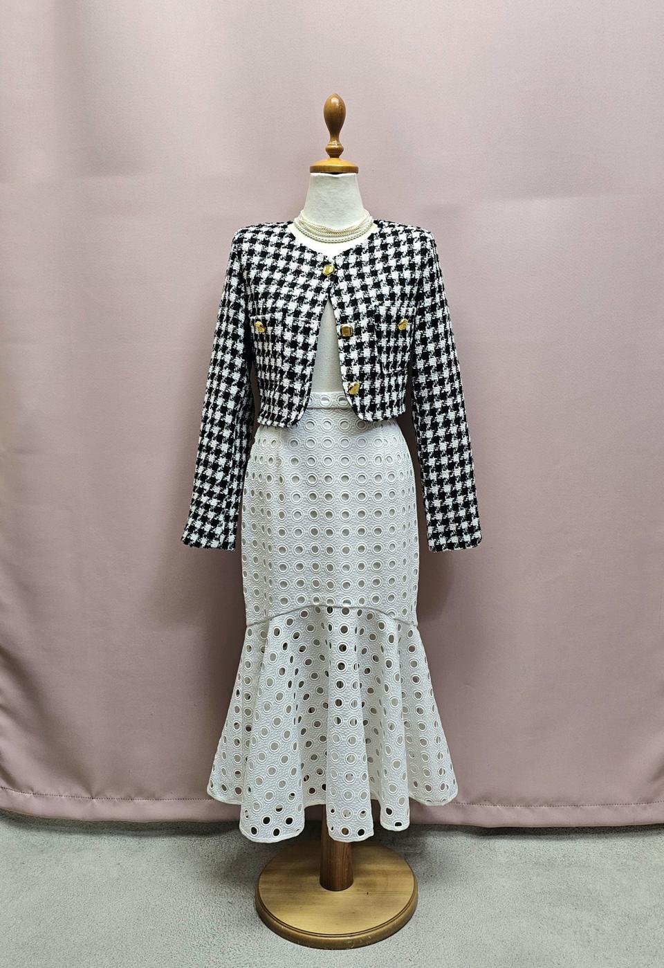 펀칭 머메이드 롱스커트