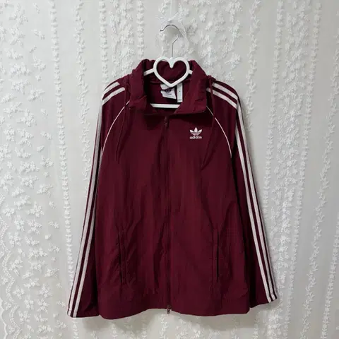 아디다스 파이어버드 버건디 바람막이 후드 집업 자켓 M