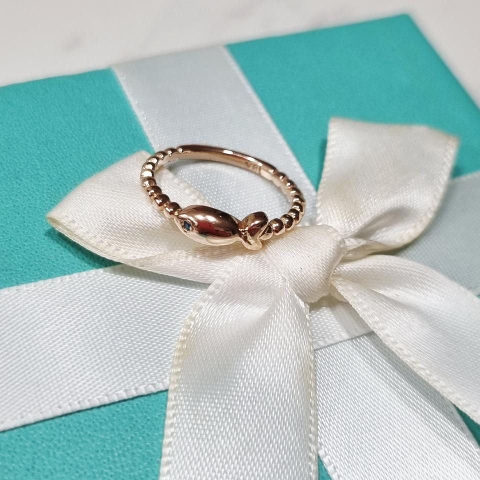 금값도안되요)18k블루큐빅 물고기반지8.5~9호핑크골드