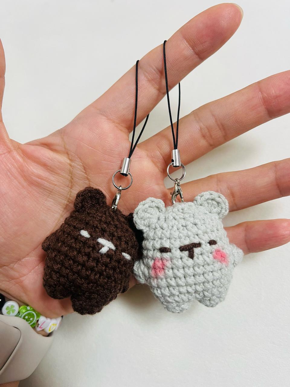 손뜨개 미니곰돌이 키링 핸드폰 가방고리