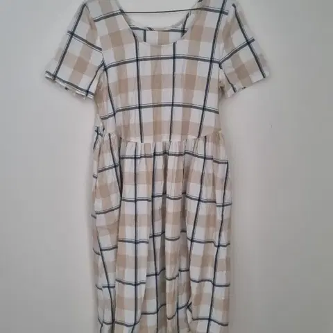 여성체크무늬 면 원피스 free