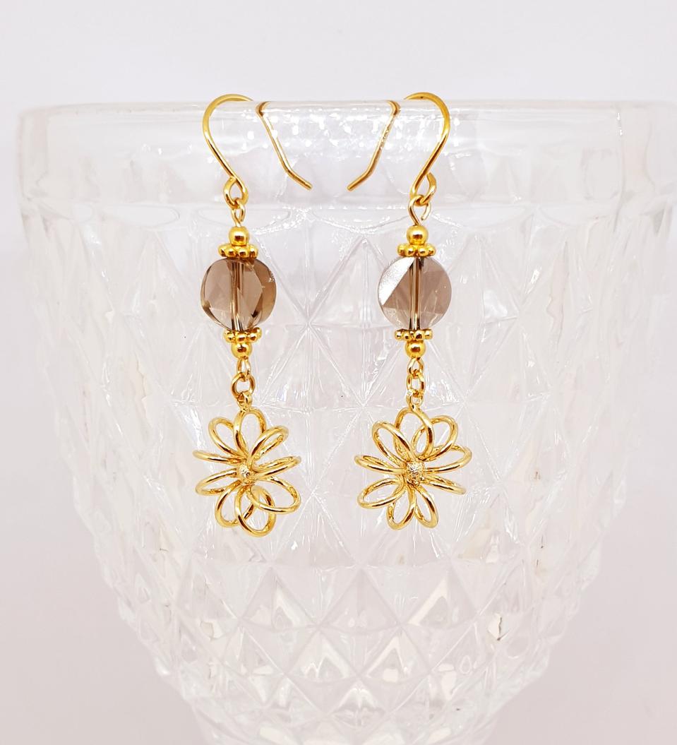 트라이앵글 스모키쿼츠 귀걸이