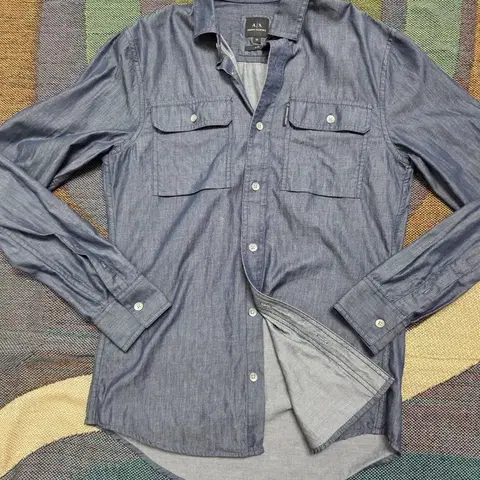 아르마니 익스체인지 샴브레이 셔츠(XS)