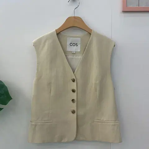 COS 코스 베이지 린넨 베스트 조끼 55