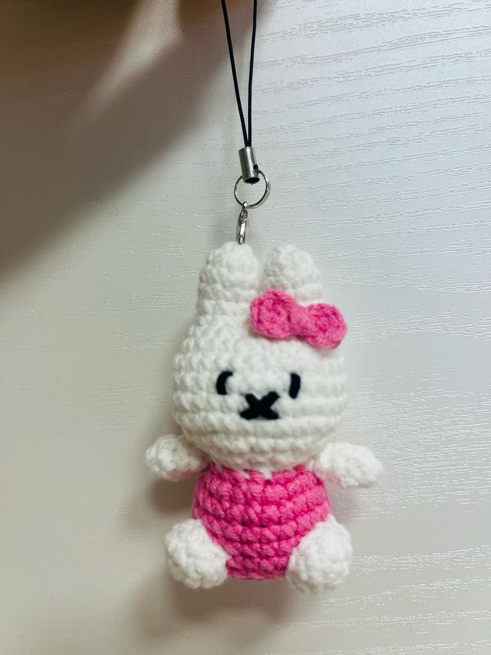 손뜨개 미피 토끼인형키링 핸드폰 가방고리
