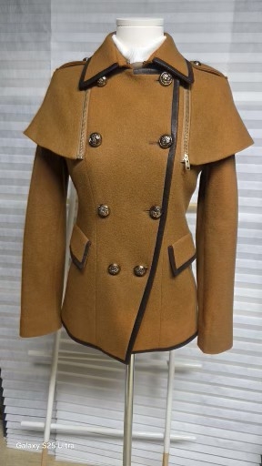 si 케이프 스타일 모직 코트