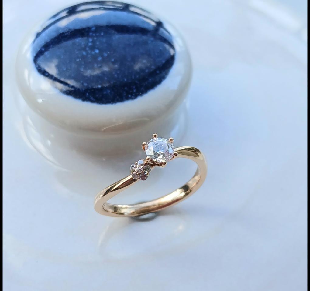 14k 꽃 포인트 큐빅 반지*새상품