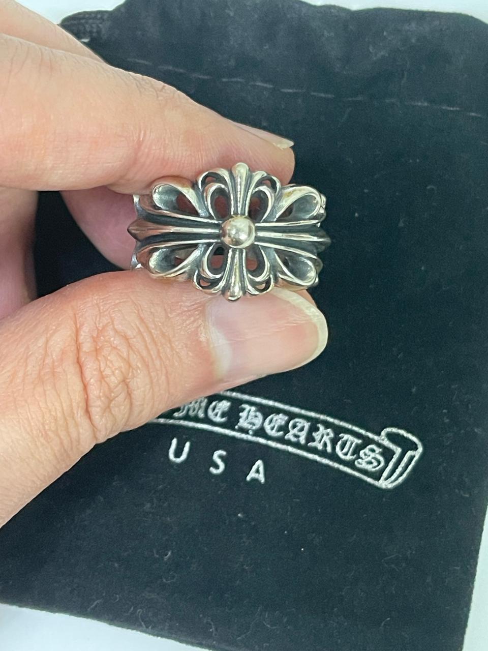 크롬하츠 반지 더블 플로랄링 25호 순은