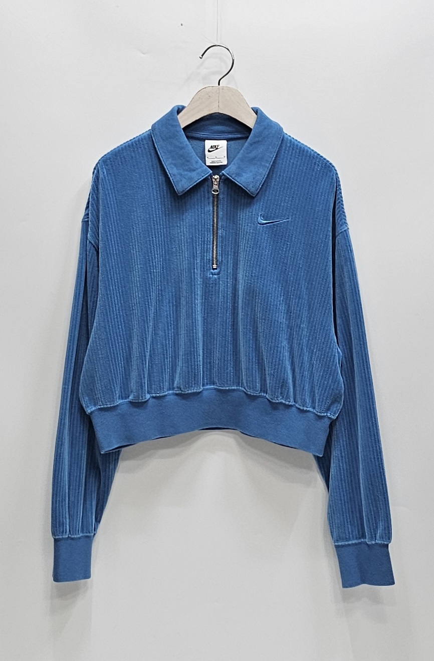 나이키 우먼스 벨루어 하프집업 크롭 탑 카라티