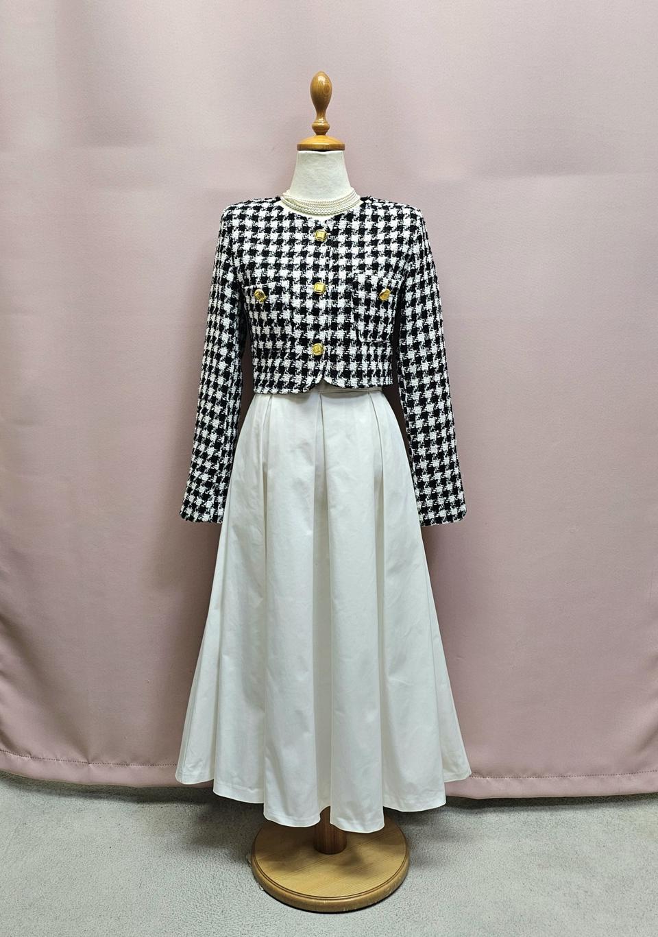 NUKE 프라다원단 핀턱 플리츠 롱스커트