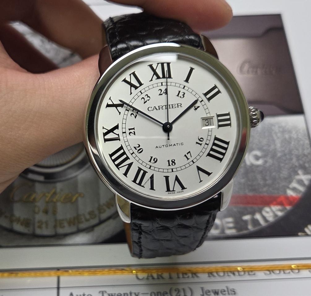 까르띠에 롱드솔로XL 실버로만 42mm 블루핸즈 오토매틱 디버클 ver.