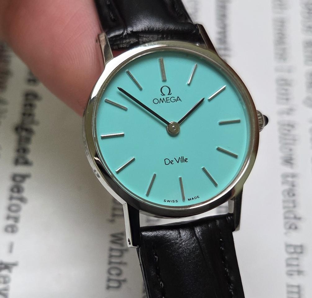 빈티지 오메가 드빌 민트 까보숑용두 수동 메커니컬 여성용