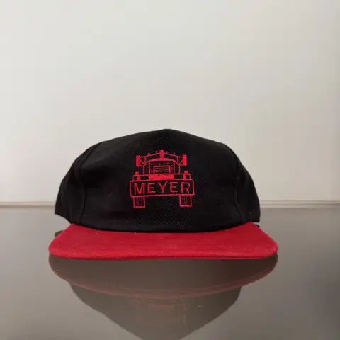 USA MEYER 블랙레드 투톤 메쉬캡 빈티지 모자 코튼워싱