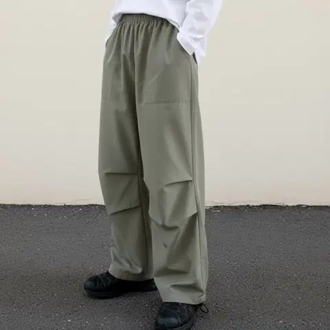 나일론 벌룬 바지 바람막이 팬츠 와이드팬츠 하드 퍼티그 포켓 밴딩 조거